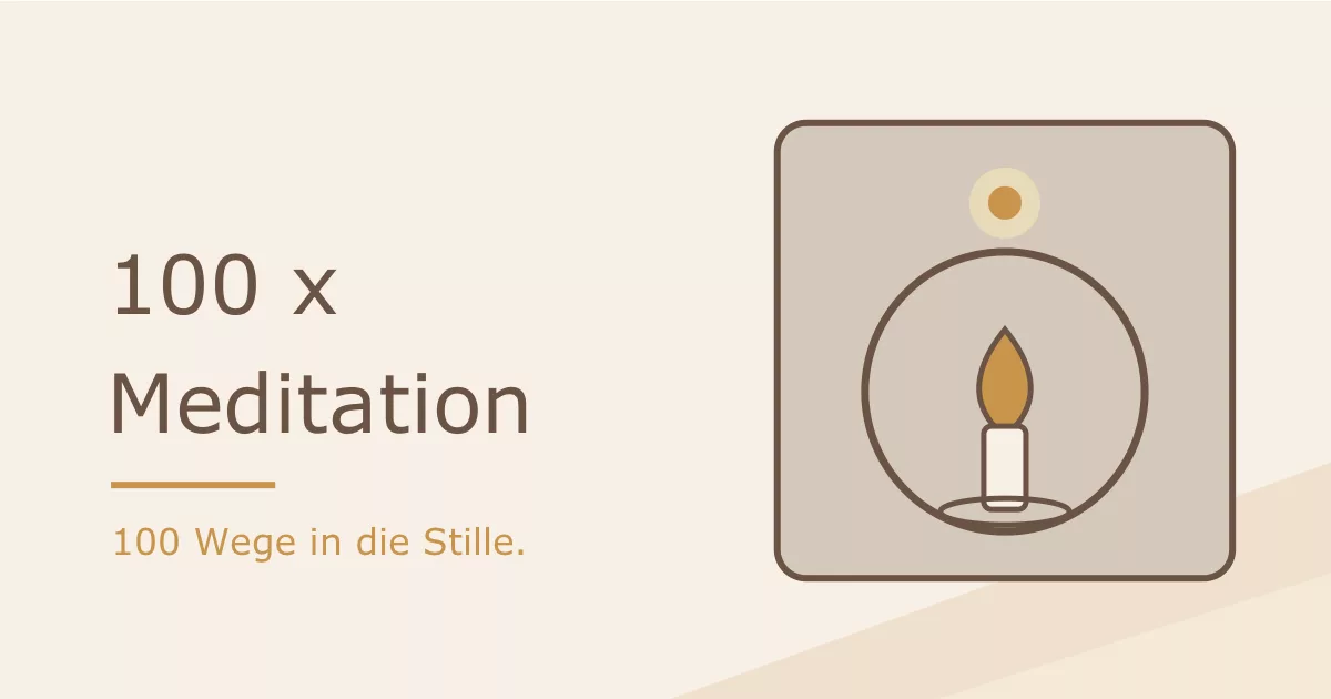 Titelbild „100 x Meditation" mit Kerzen-Motiv in den Markenfarben Waldgrün und Senfgold - Heiko Metz