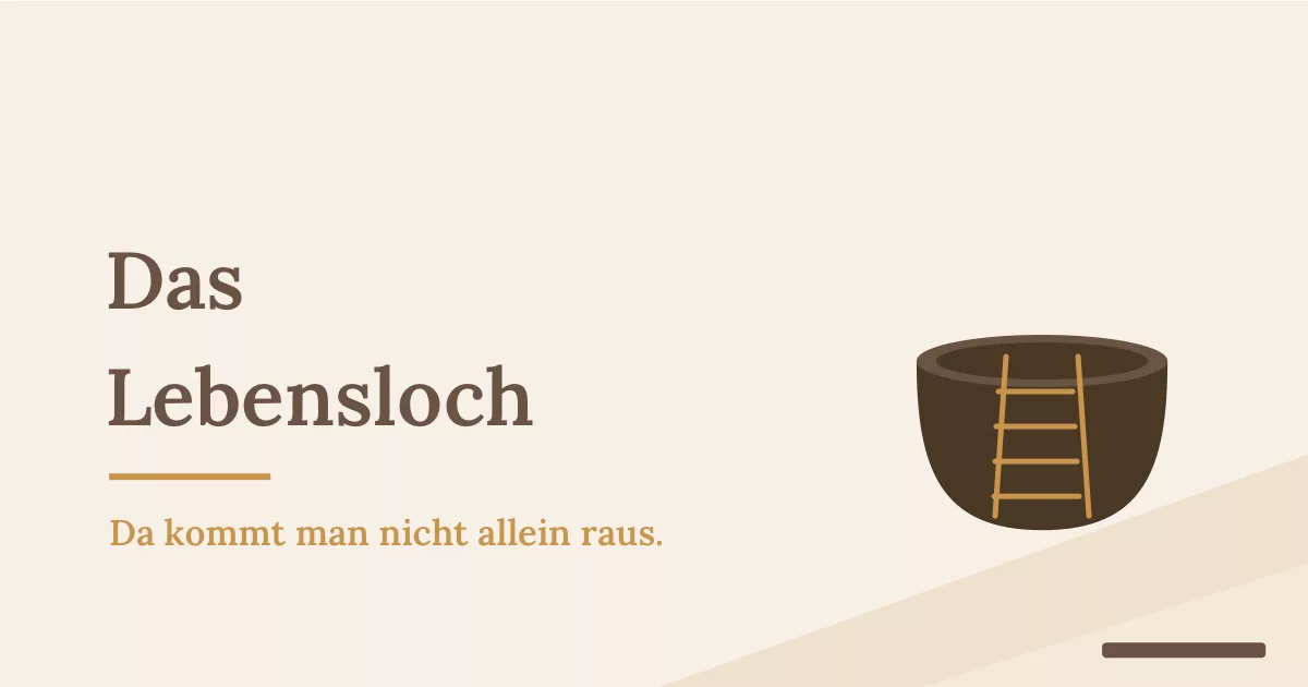 Wenn das Leben zu viel wird: eine Strickleiter führt in ein dunkles Lebensloch, Sinnbild für das Lebensloch - Heiko Metz