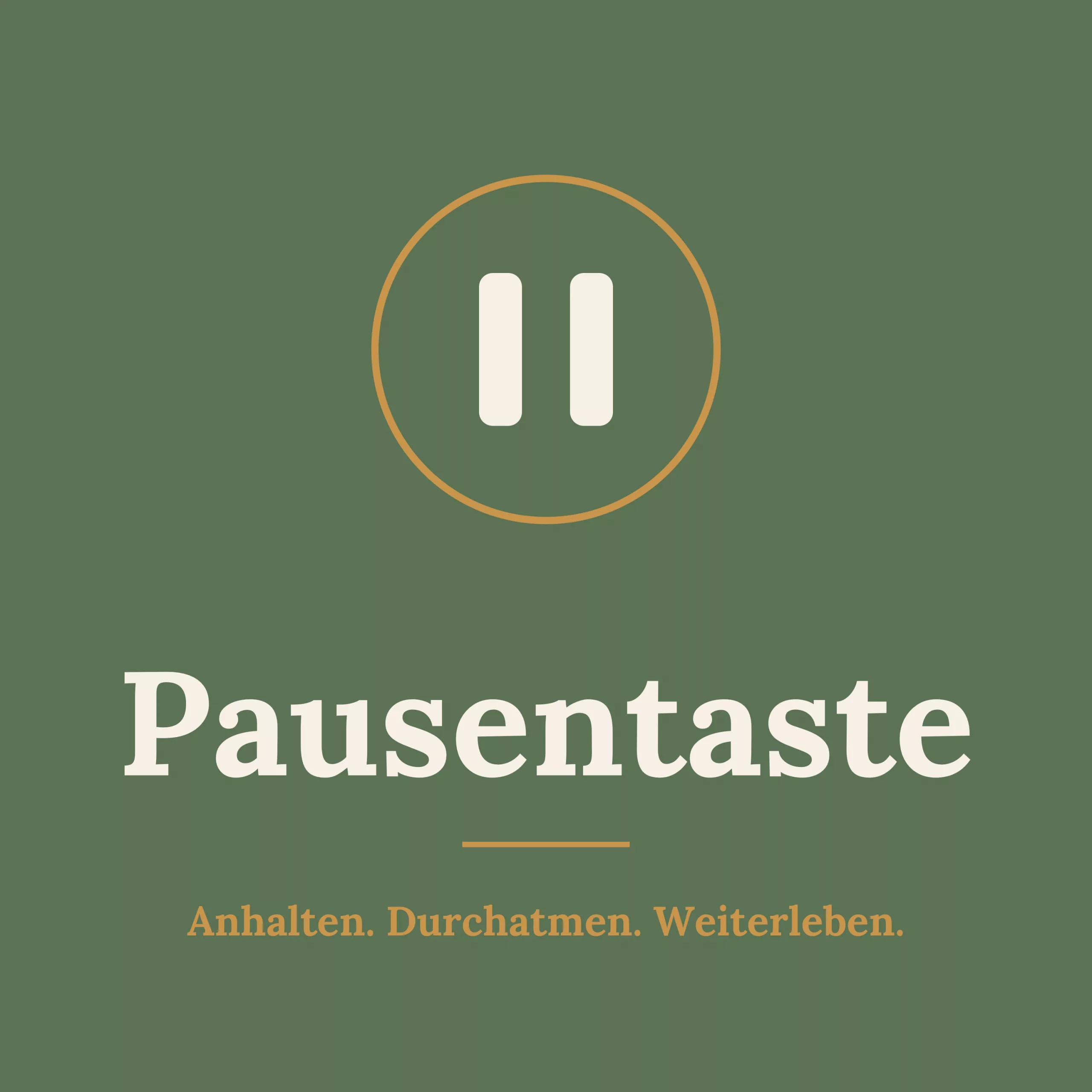 Cover des Podcasts Pausentaste: Pause-Zeichen im goldenen Ring auf waldgruenem Grund - Heiko Metz